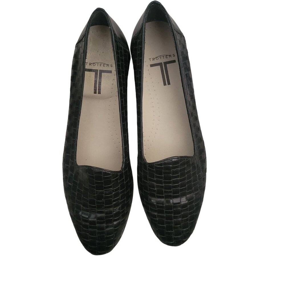 Trotters Black Woven Leather Slip-On‎ Flats Size 8M